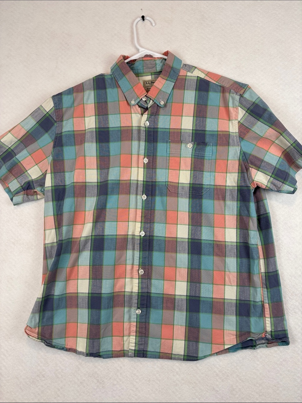 L.L.Bean Traditional Fit Plaid Button Front Shirt Men’s Large Regular Preppy